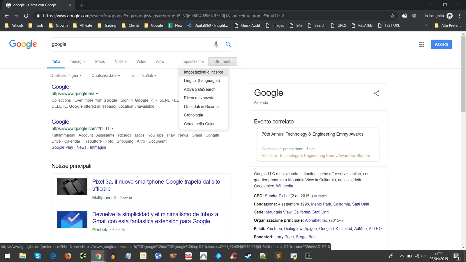 Come è organizzata una SERP di Google