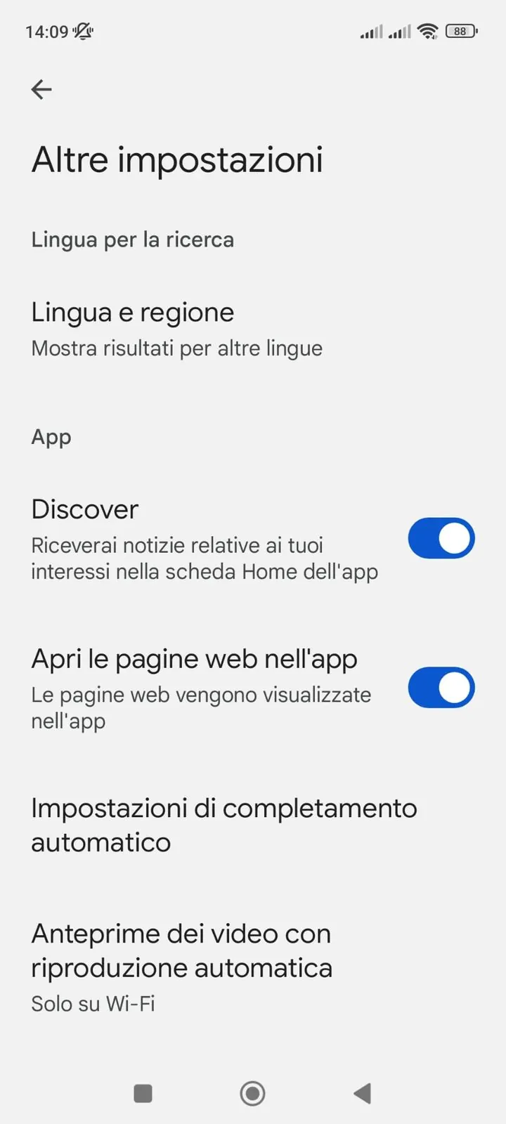 Altre impostazioni di Google Discover