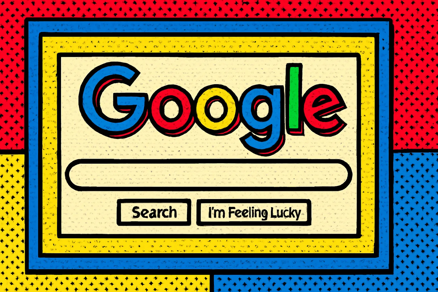 Illustrazione pop art della pagina di ricerca di Google