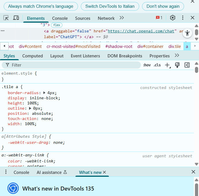 Chrome DevTools aperti su una pagina: uno degli strumenti tecnici del consulente SEO
