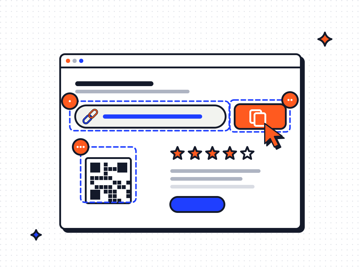 Link diretto e codice QR per chiedere una recensione con le stelle
