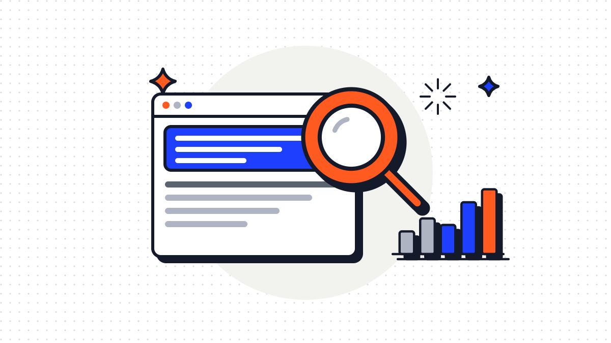 Pagina sotto la lente con grafico a barre: il lavoro di un'agenzia SEO